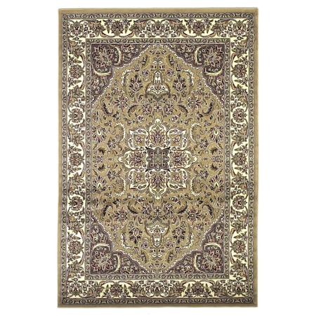Homeroots 7 ft. 7 in. Round Polypropylene Beige & Ivory Area Rug 352874